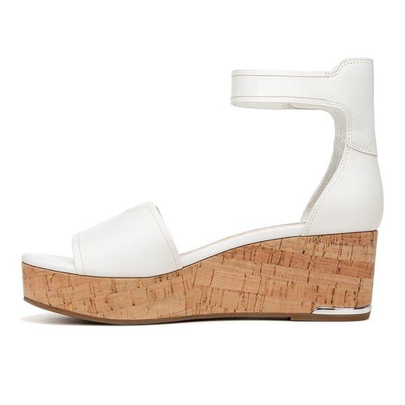 NWOT Franco Sarto Size 6.5 Women’s Off White Velcro Ankle Strap Sandal Wedge - Picture 1 of 11
